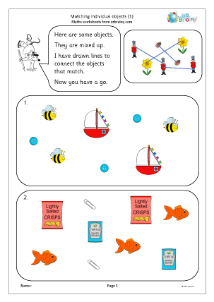 Preview of worksheet Matching individual objects (1)