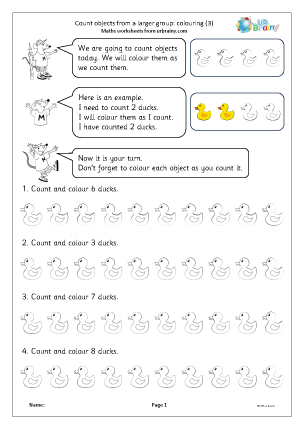 Preview of worksheet Count objects from a larger group: colouring (3)