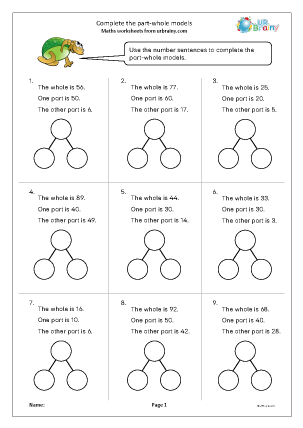 Preview of worksheet Complete the part-whole models