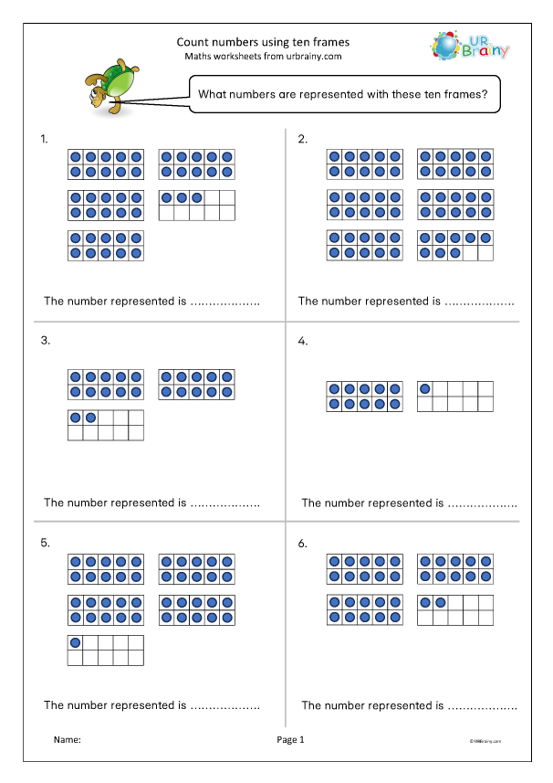 Preview of 'Count numbers using ten frames'