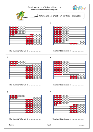 Preview of worksheet Count numbers to 100 on a Rekenrek