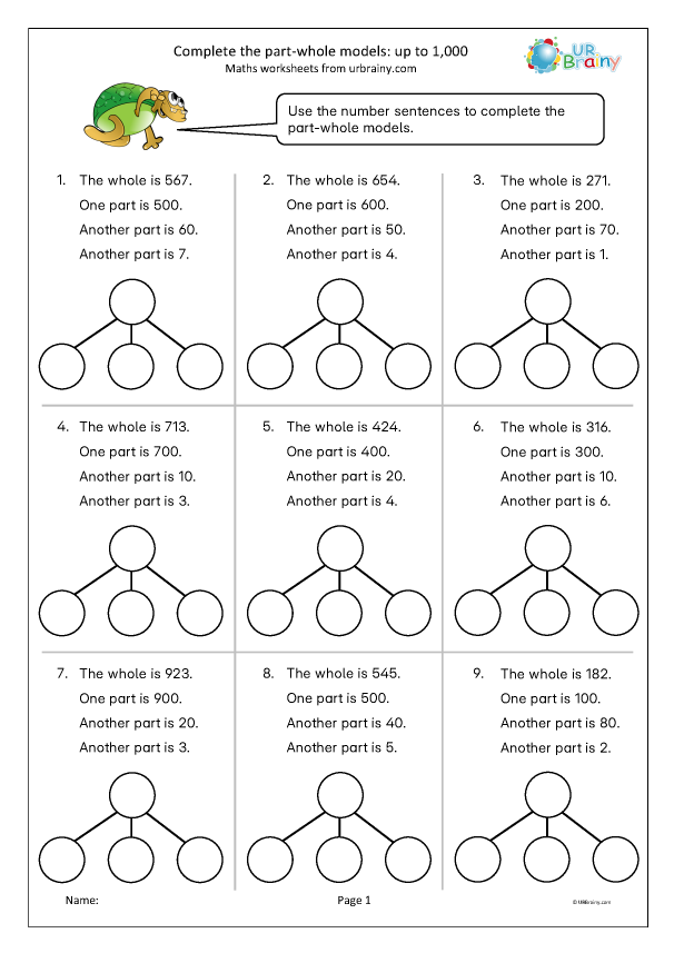 Preview of 'Complete the part-whole models up to 1,000'