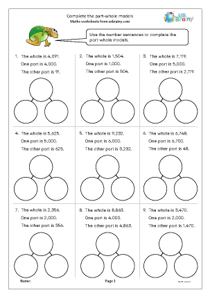 Preview of worksheet Complete the part-whole models