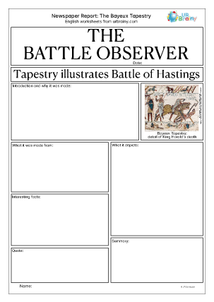 Preview of worksheet Newspaper report: Bayeux Tapestry