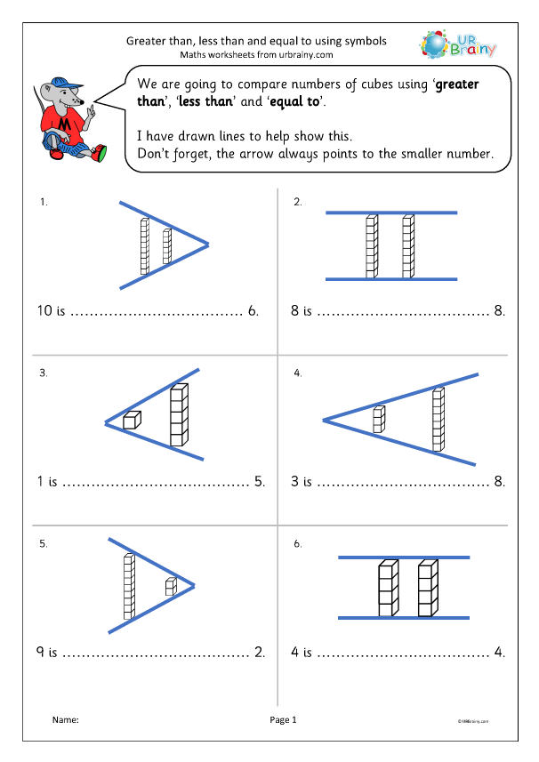 Preview of 'Greater than, less than, equal to symbols'