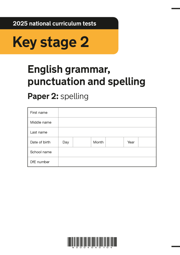 Preview of '2025 KS2 English GPS Paper 2 Spelling'