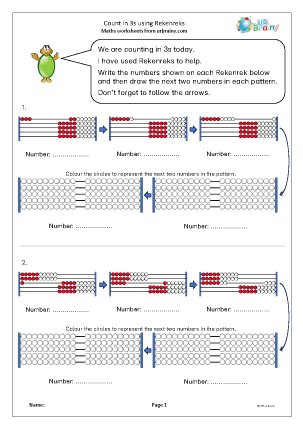 Preview of worksheet Count in 3s: using Rekenreks