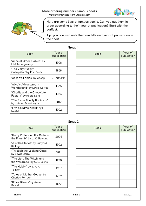 Preview of 'More ordering numbers: famous books'