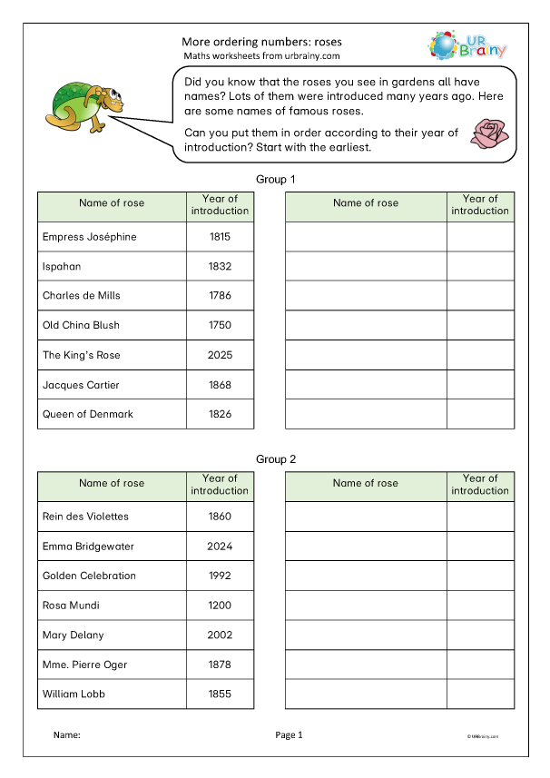 Preview of 'More ordering numbers: roses'