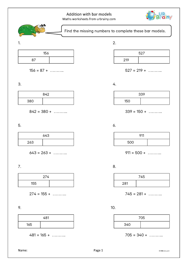 Preview of 'Addition with bar models'
