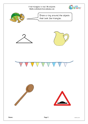 Preview of worksheet Find triangles in real life objects