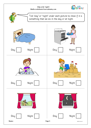 Preview of worksheet Day and night