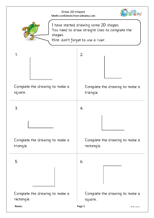 Preview of worksheet Draw 2D shapes