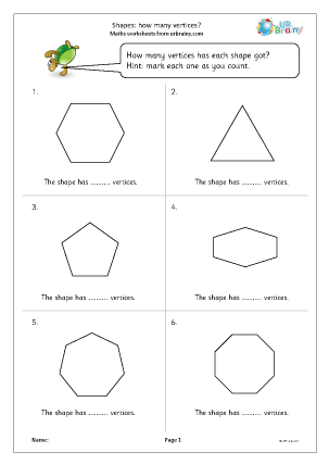 Preview of worksheet 2D Shapes: how many vertices?