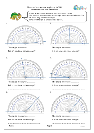 Preview of worksheet More revise measuring angles up to 180 degrees