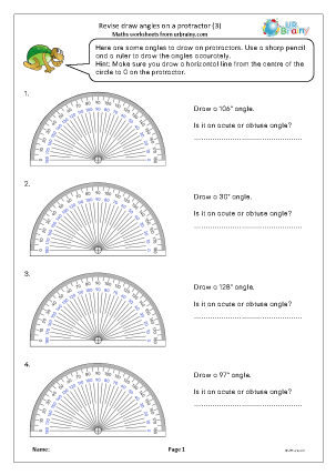Preview of worksheet Revise drawing angles on a protractor (3)