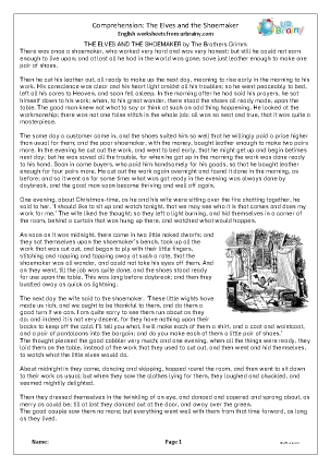 Preview of worksheet The Elves and The Shoemaker