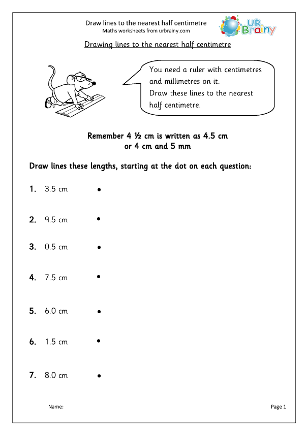 Draw lines to the nearest half centimetre - Measuring and Time