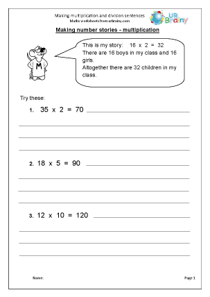 Making multiplication and division number stories