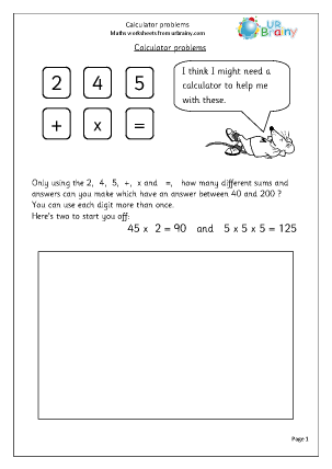 Preview of worksheet Calculator problems