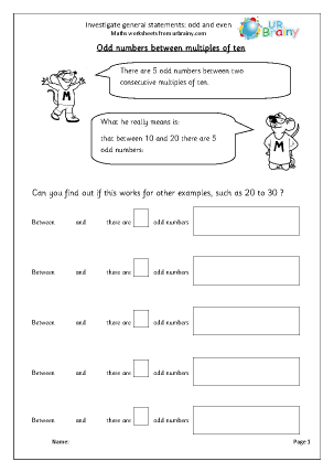 Preview of worksheet Investigate statements: odd and even