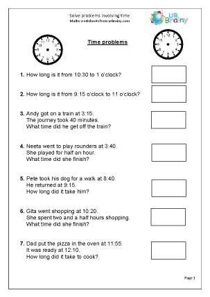 problem solving involving elapsed time