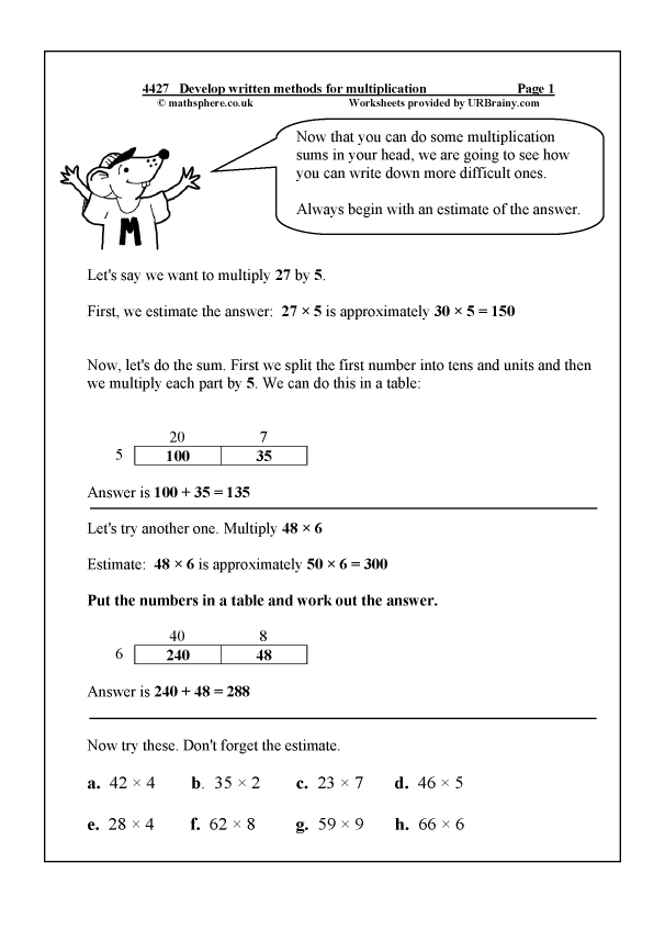 Preview of 'Develop written methods of multiplication'