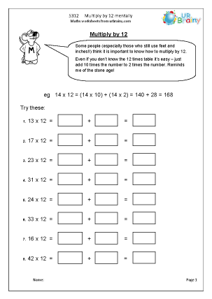 Multiply by 12 mentally - Multiplication by URBrainy.com