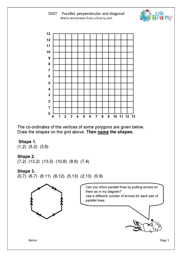 Parallel, perpendicular and diagonal - Geometry (Shape) for year 5 (age