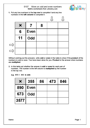 More on odd and even numbers - Reasoning/Problem Solving Maths