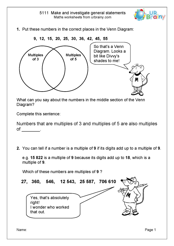 make and investigate general statements reasoning