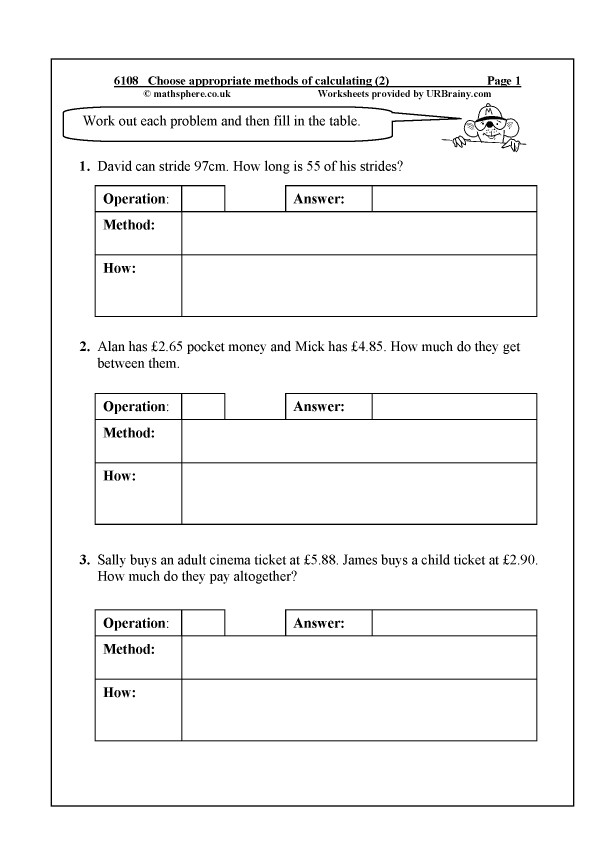 Choose appropriate methods of calculating (2) - Reasoning/Problem