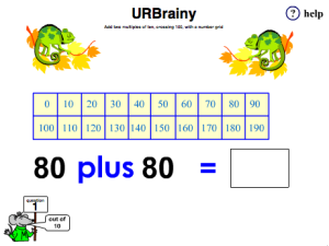 Preview of game  Add Two Multiples of 10 Crossing 100 with a Number Grid