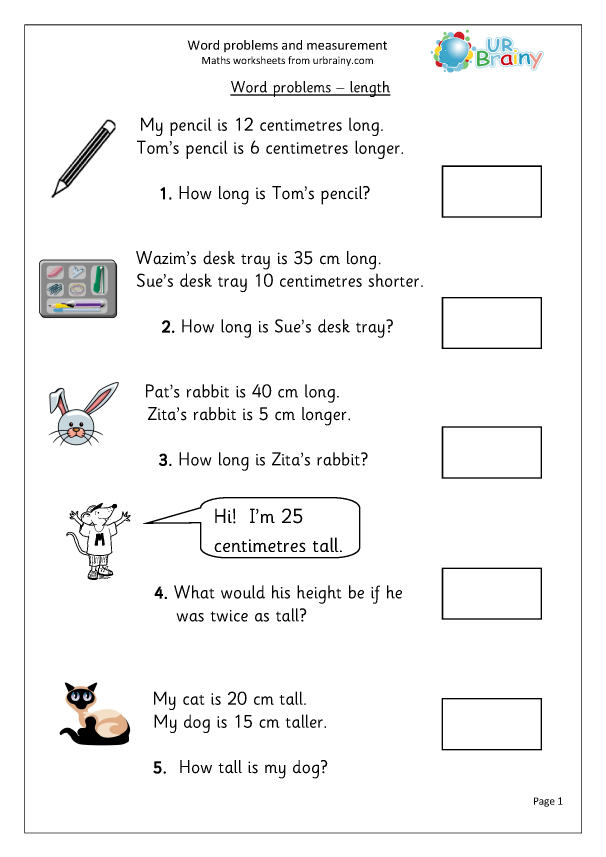 Word Problems With Measurement Measurement By URBrainy