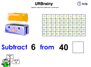 Preview of game  Subtract 1-Digit From 2-Digits with a Number Line