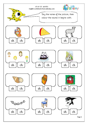 sh and ch words worksheets pdf