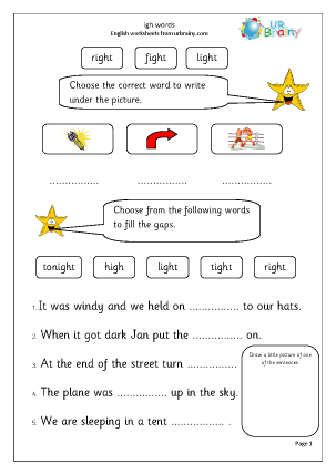 Preview of worksheet igh words