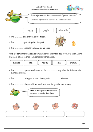 Adjectives which describe the moods of people - Word Classes by