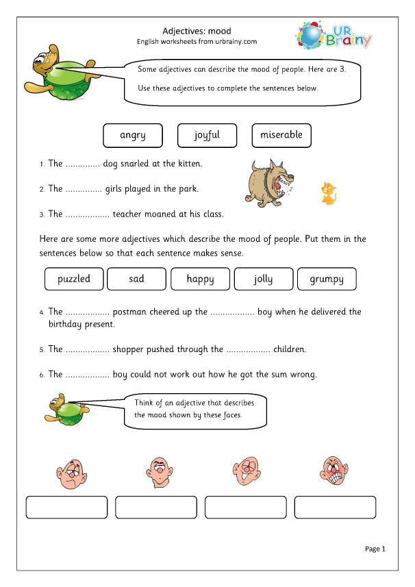 Preview of ' Adjectives which describe the moods of people'