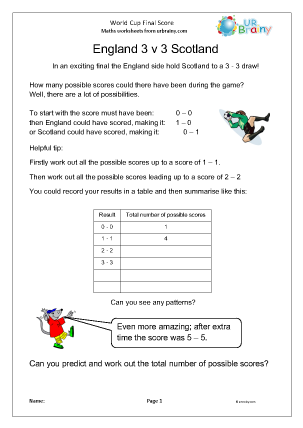 Preview of worksheet World Cup: final score