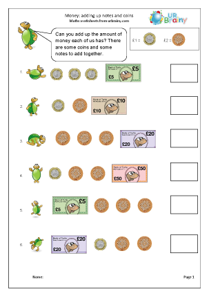 Adding coins and notes - Money by URBrainy.com