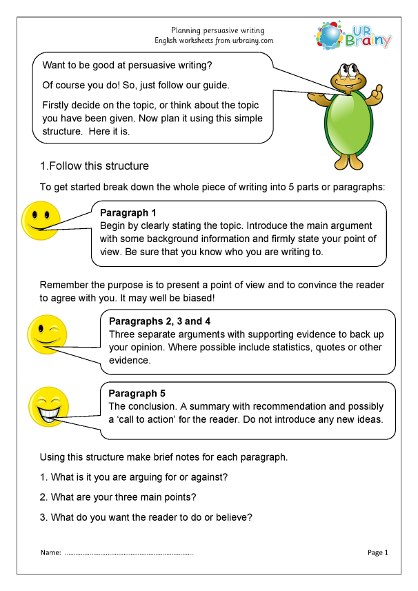 Persuasive Writing Graphic Organizer