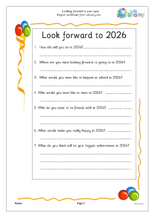 Preview of worksheet New Year 2026