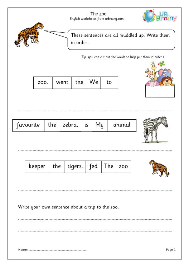 Year 1 Writing Worksheets - Worksheets For Kindergarten