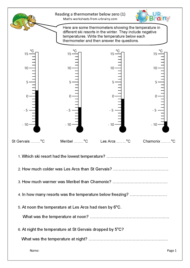 Thermometer Worksheets