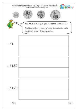 Preview of worksheet Making amounts using coins (4)