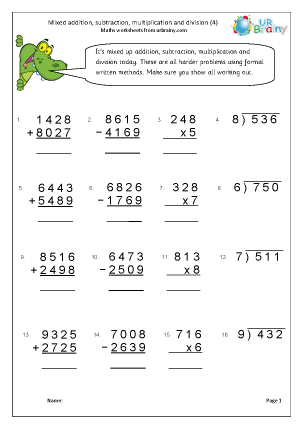 Four rules (4) - Four Operations Practice by URBrainy.com