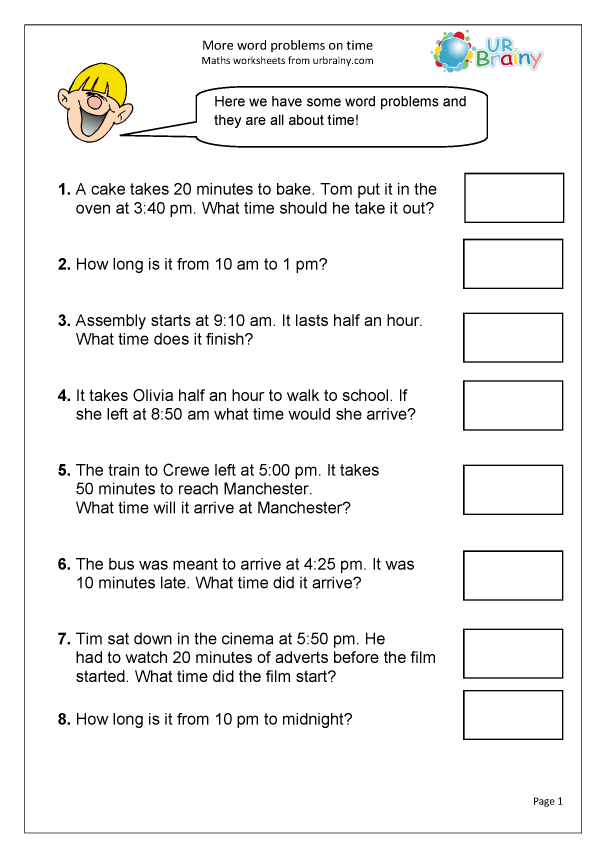 Preview of 'More time word problems'