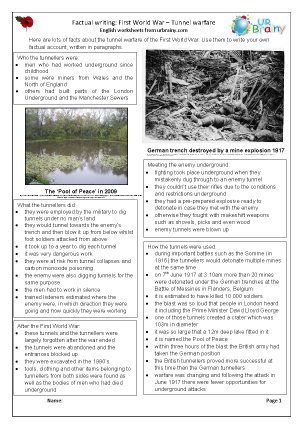 Preview of worksheet Factsheet: Tunnel Warfare