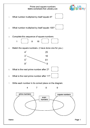Prime and square numbers